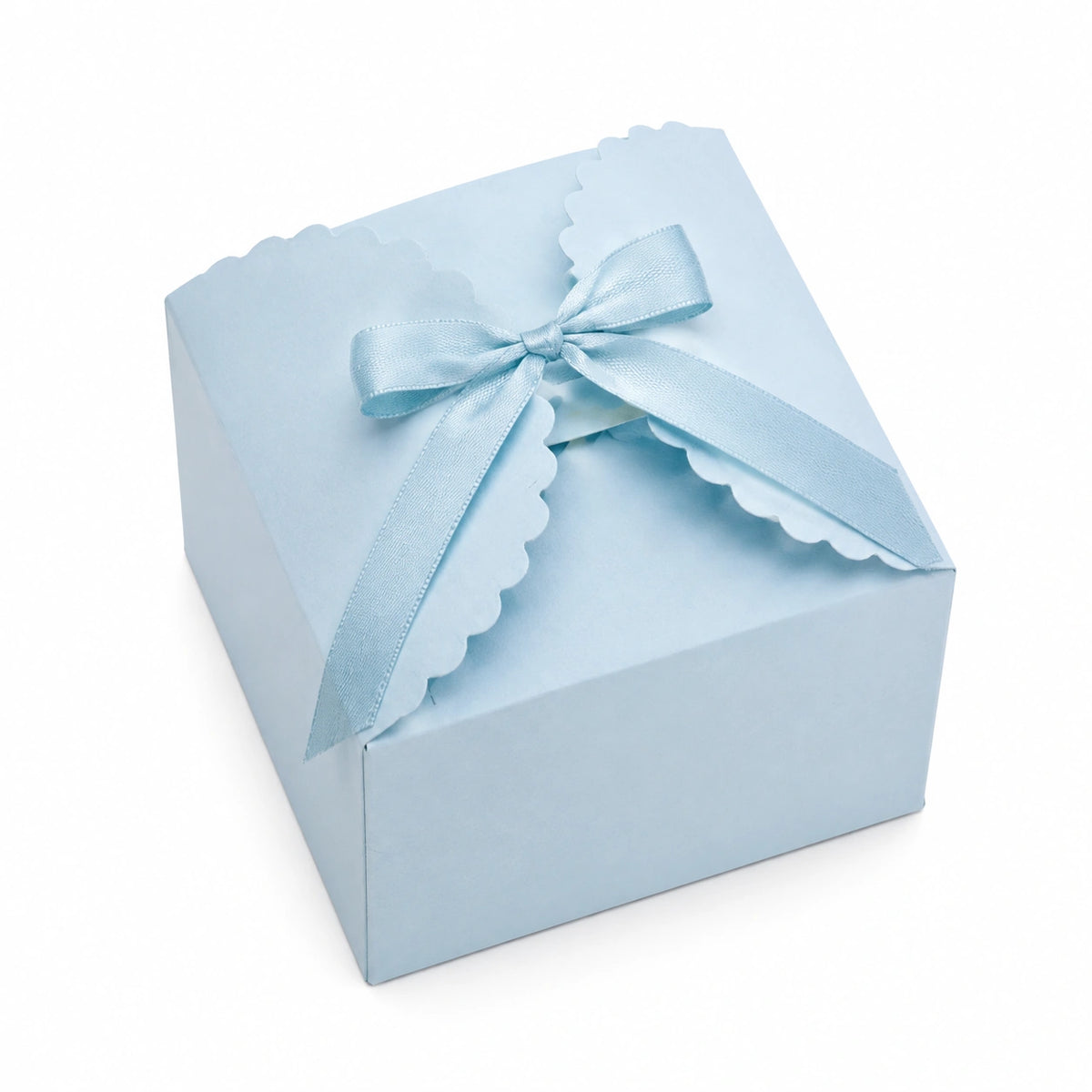 Boîte cadeau 20 x 15 x 8 cm en carton bleu clair avec ruban textile et fermeture à rabat