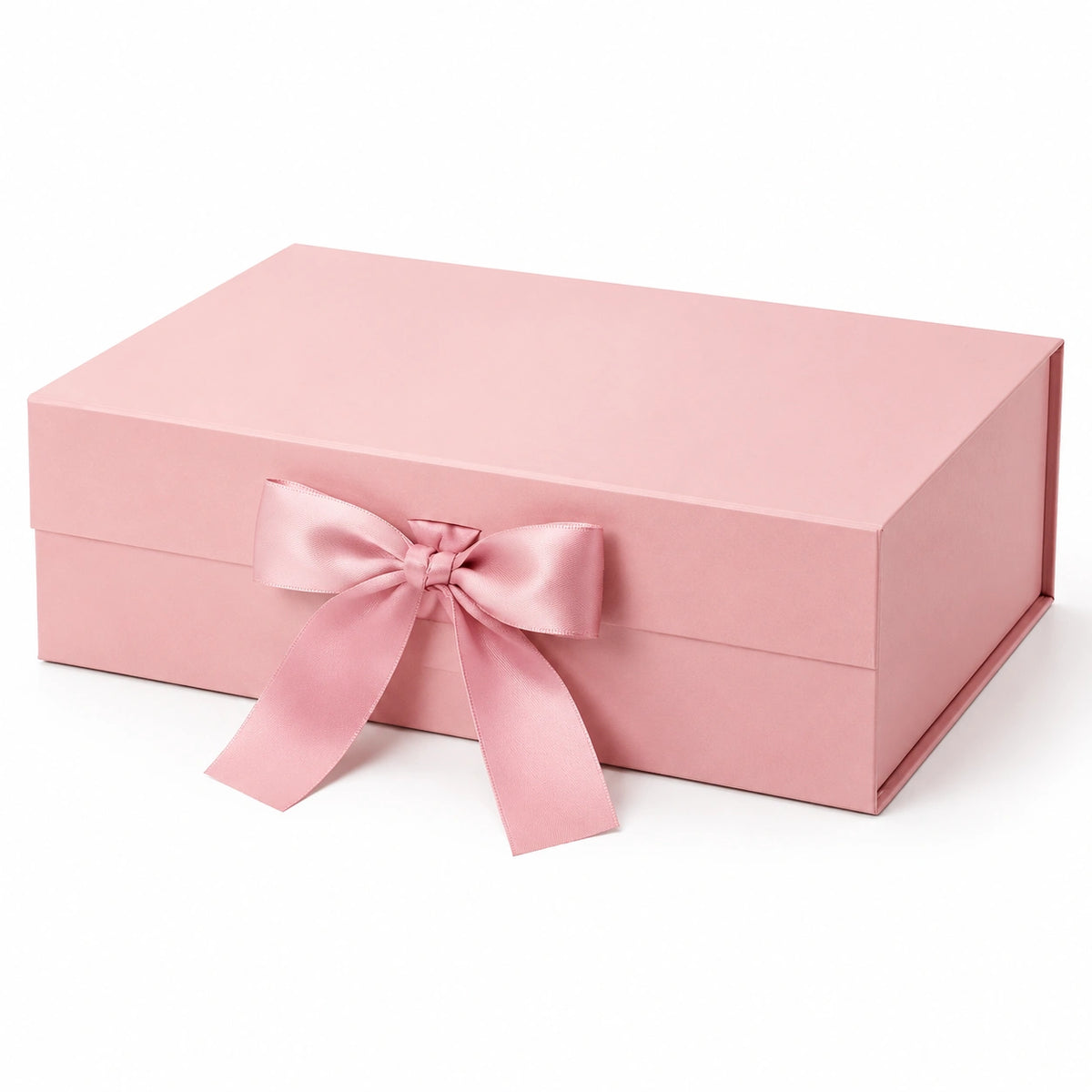 Boîte cadeau 30 x 22 x 10 cm en carton rose avec ruban décoratif