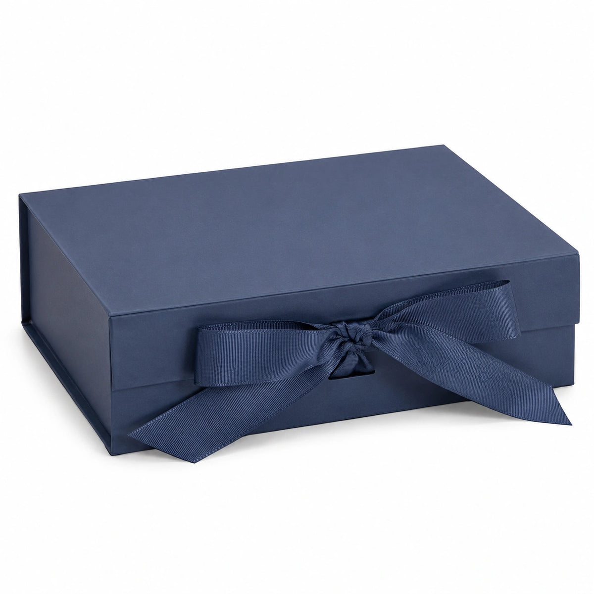 Boîte cadeau 25 x 20 x 10 cm en carton bleu marine avec ruban décoratif