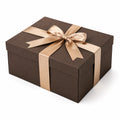 Boîte cadeau 30 x 30 x 15 cm en carton marron avec ruban doré pour emballage élégant