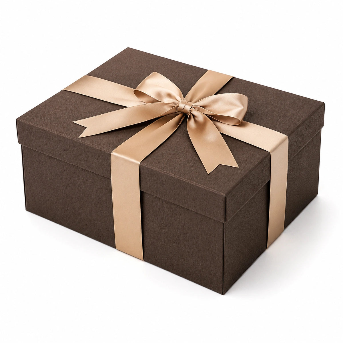 Boîte cadeau 30 x 30 x 15 cm en carton marron avec ruban doré pour emballage élégant