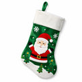 Chaussette de Noël 45 cm en polyester vert rouge et blanc à suspendre motif père Noël