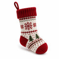 Chaussette décorative 30 cm en textile tricoté rouge crème vert à suspendre