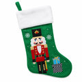 Chaussette de Noël 46 cm en textile vert motif casse-noisette à suspendre