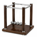 Pendule de Newton 18 cm en bois brun et acier inoxydable pour bureau décoratif